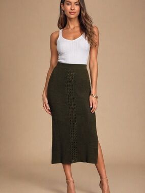 Rachel Zoe Knit Midi Skirt M
